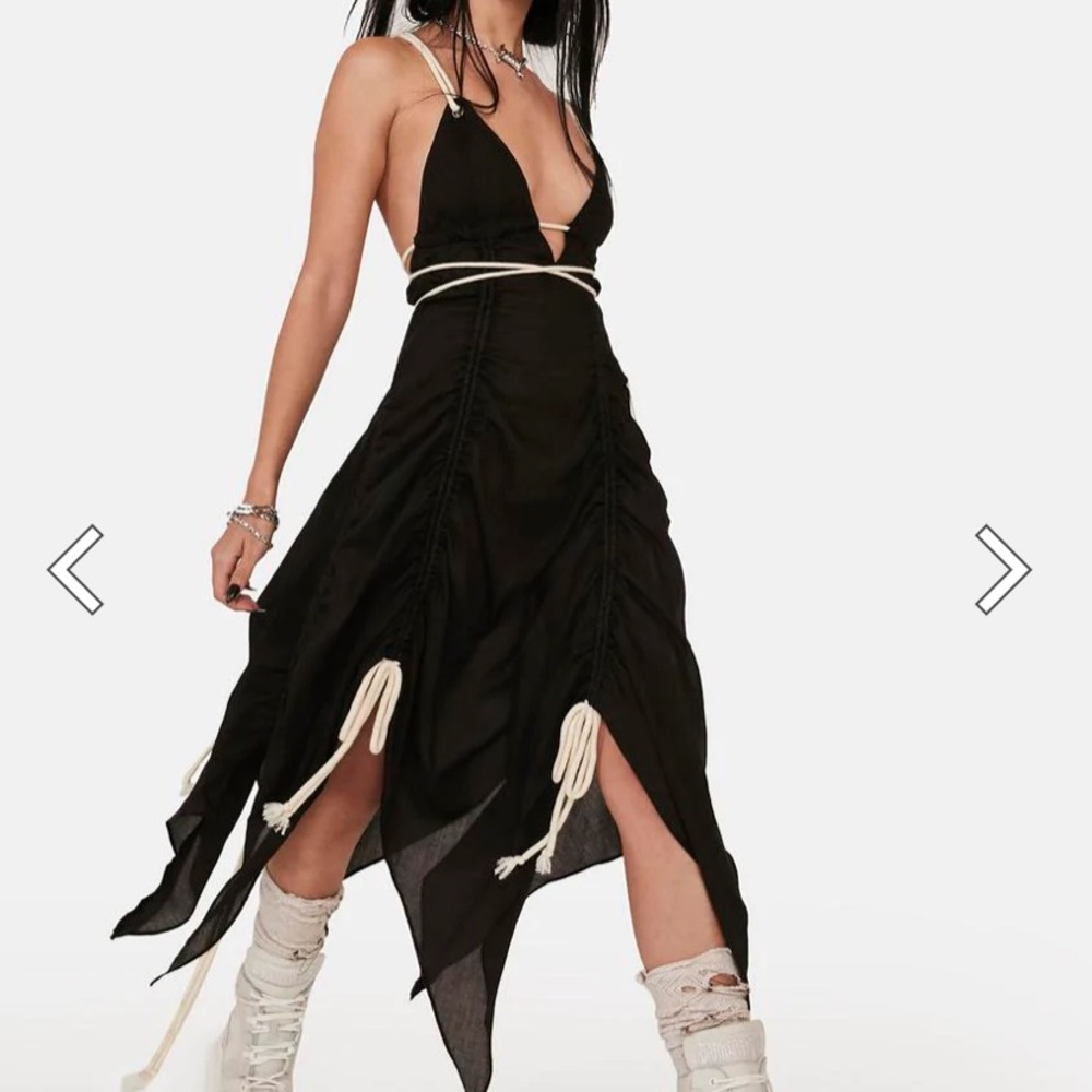 Distortion Rope Lace-Up Midi Dress